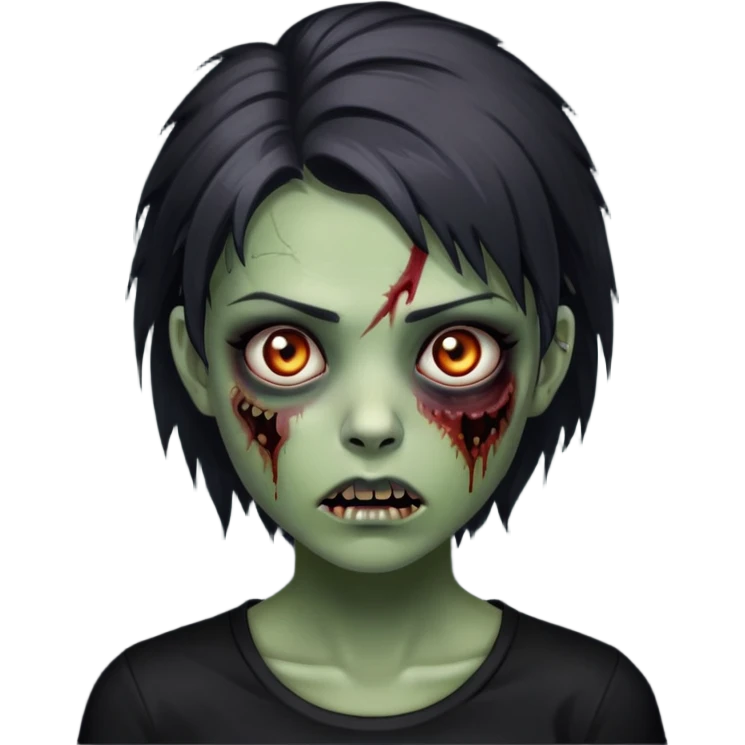 zombie girl with a wolfcut and black shirt and has dark circles under the eyes  emoji