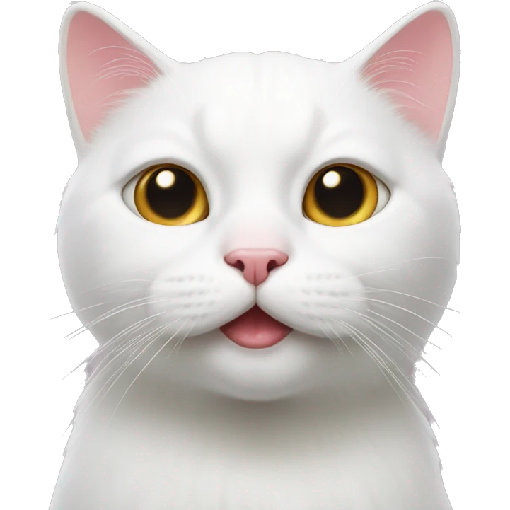white cat with pinky nose emoji