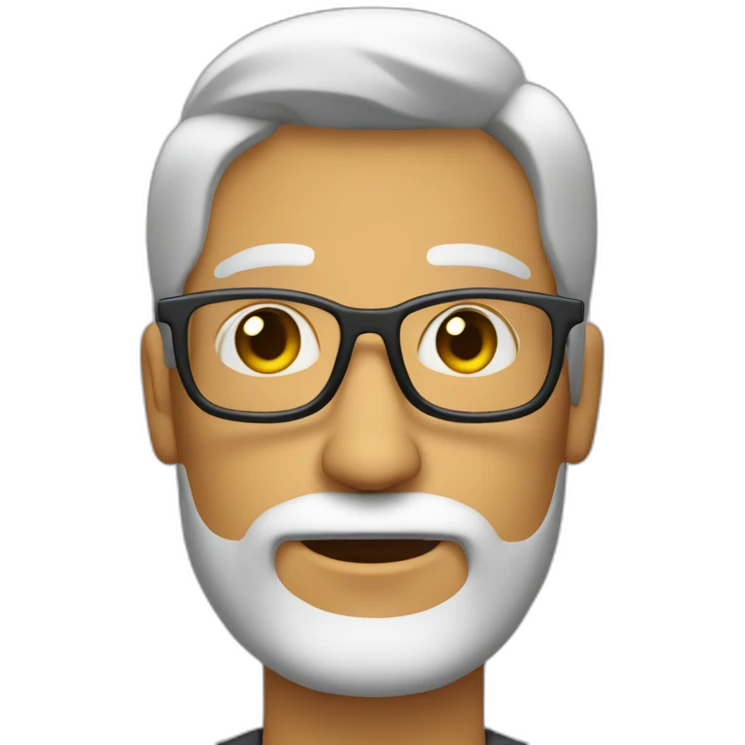 Hombre sin pelo con gafas y barba emoji