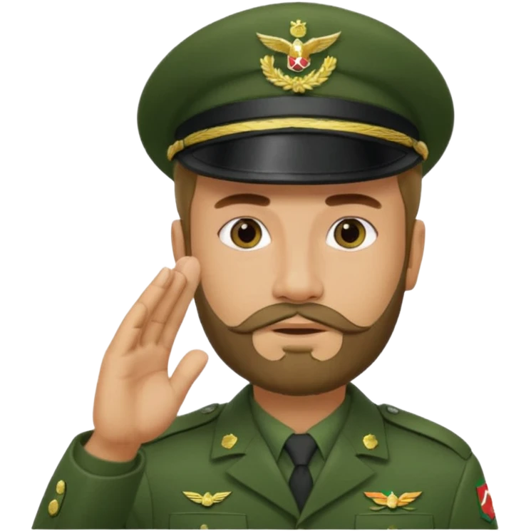 militar de boina dando continencia verde com barba emoji