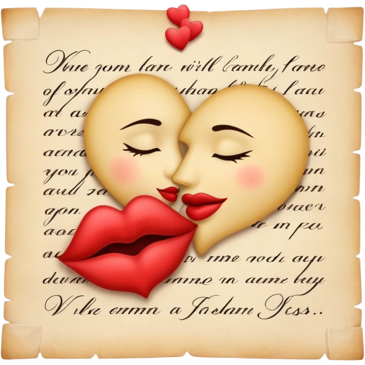 handwritten note with a kiss elegant emoji