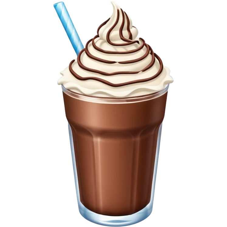 Frozen chocolate shake with whip cream emoji