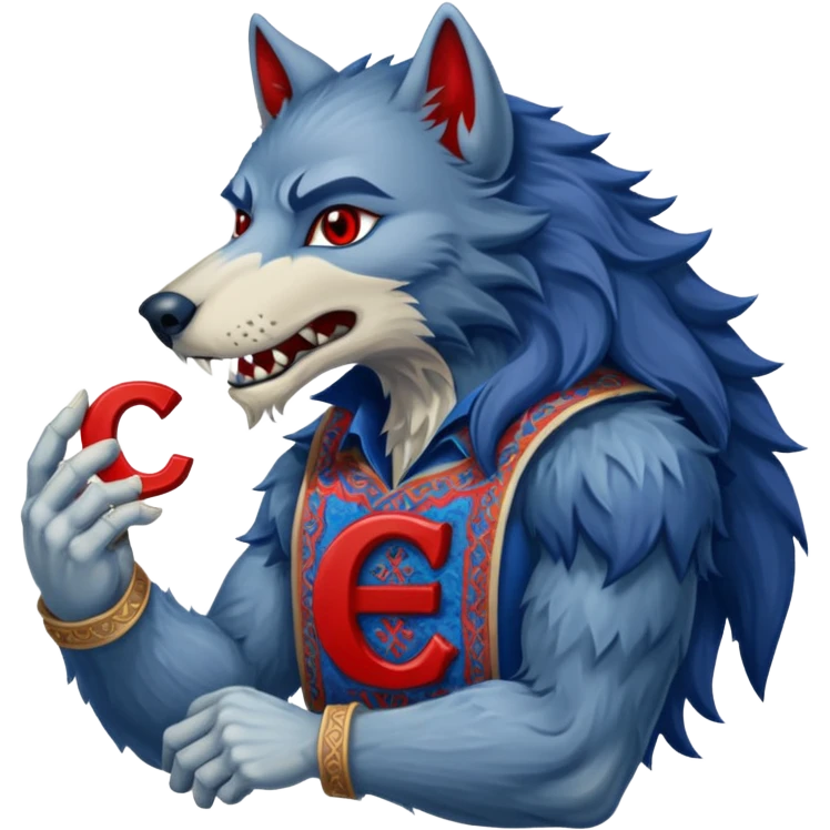 a werewolf hand just the hand holding the letter c make the c made out of persian carpet texture emoji