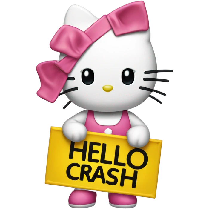 Hello kitty holding a sign that says “don’t crash out” emoji