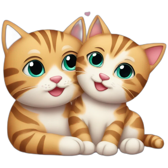 Cuddling tabby cats on Valentine’s Day  emoji