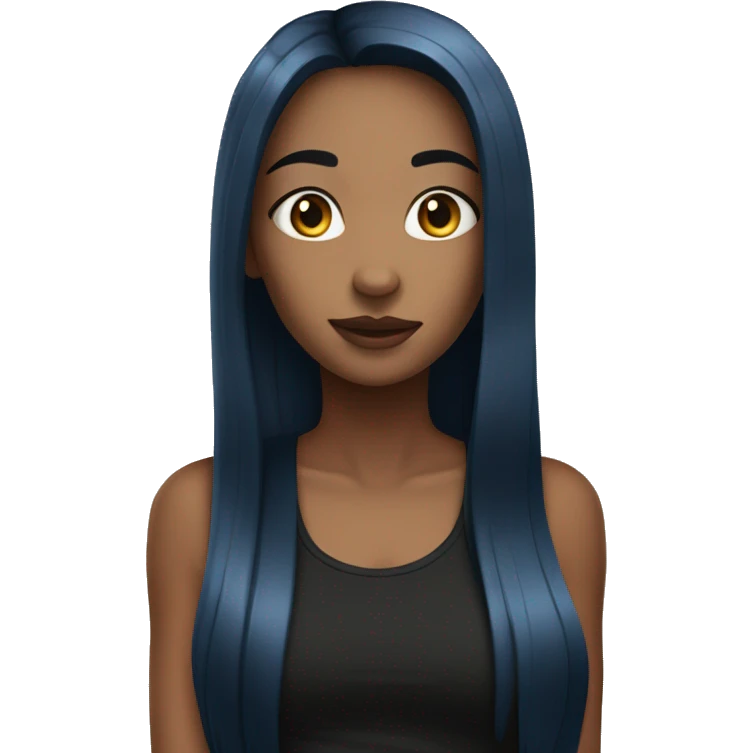 girl with long straight dark blue hair wearing black tank top  emoji
