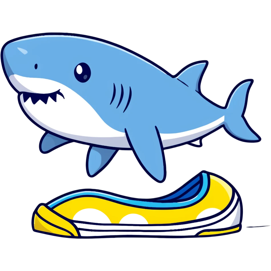 blue shark with blue Nike tennis shoes emoji