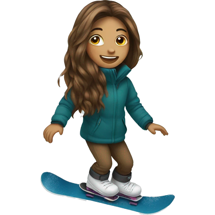 Long brown hair girl snowboarding emoji