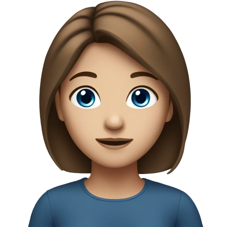 A girl with brown hair and blue eyse  emoji
