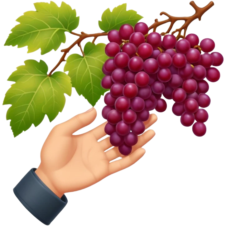 red grapes, harvest with hand emoji