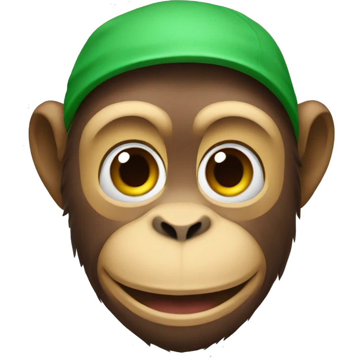 A monkey wearing a green and red tshirt a emoji