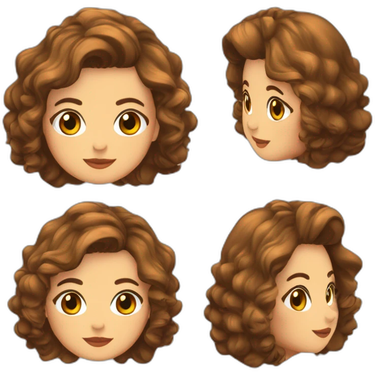 Chica de piel clara, guapa, cabello color castaño corto y ondulado, ojos marrones  emoji