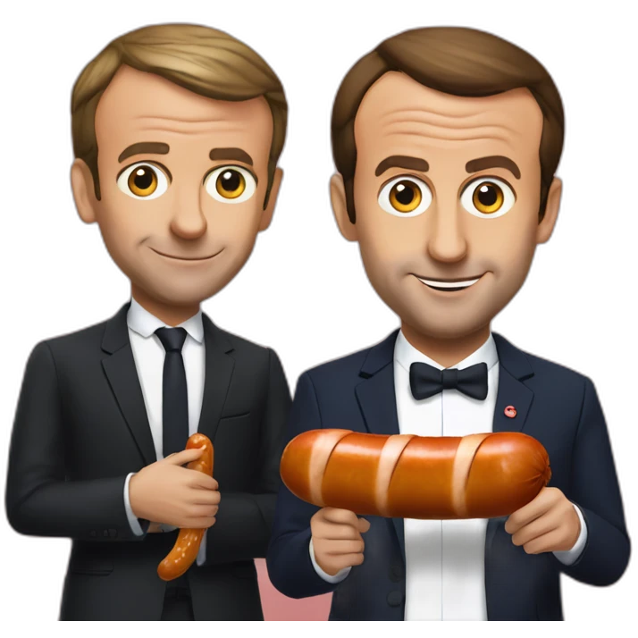 emmanuel macron and a saussage emoji
