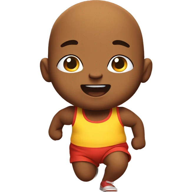 Cute happy emoji with face with cute chubby baby legs. Running to me Bart  emoji