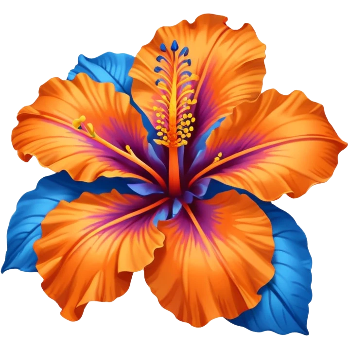 Orange and blue hibiscus flower emoji