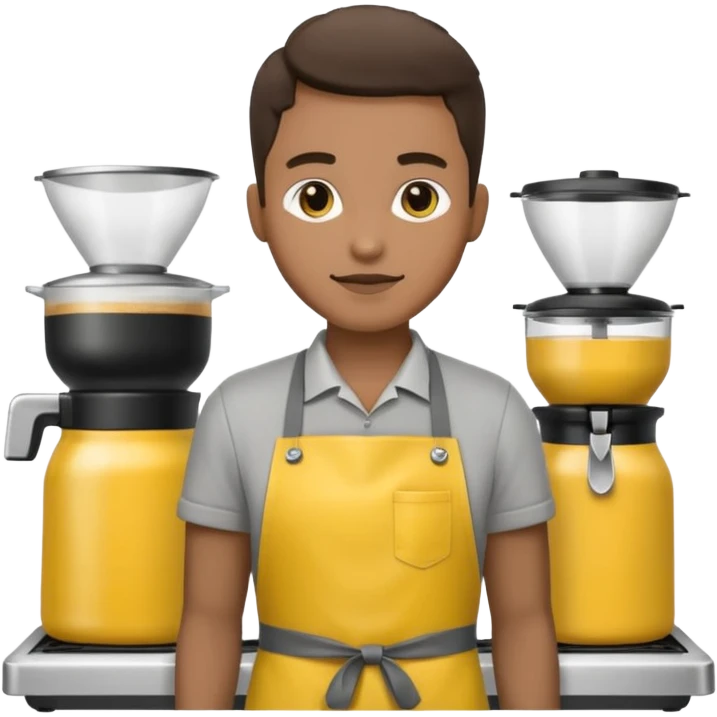 Бариста делает кофе. Цветовая палитра: #FFFFFF, #F7FD02, #D3D3D3, #242424 emoji