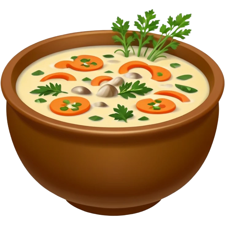 Realistic Soup in a brown bowl   emoji