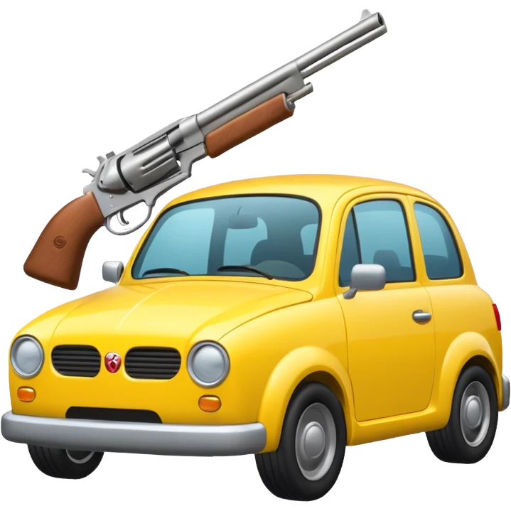 Yellow car holding a gun  emoji