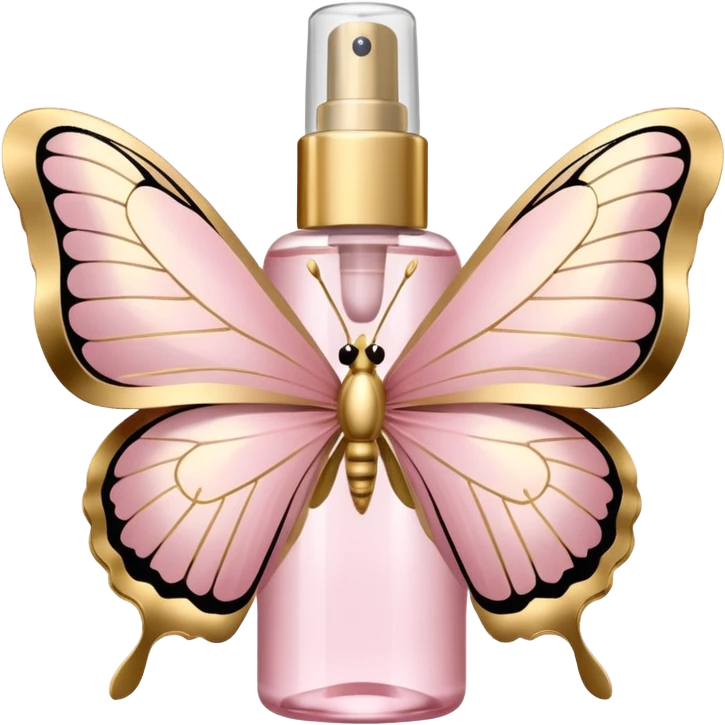 Light pink body mist bottle with gold butterflies  emoji