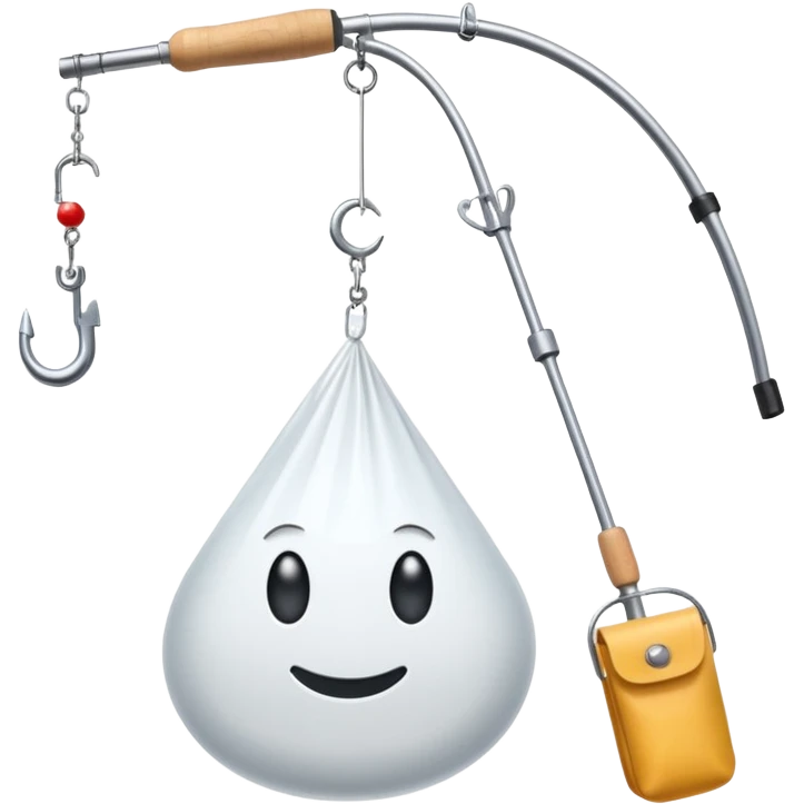 Fishing rod with cocaine bag on the hook emoji
