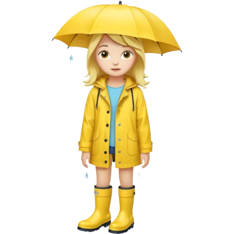 Girl in a yellow raincoat and rain boots  emoji