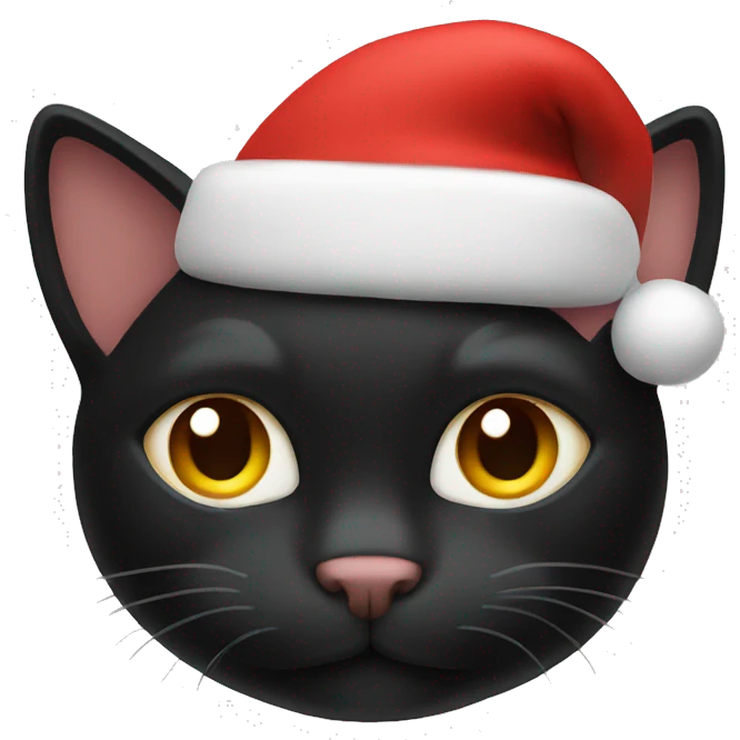 Black cat with Xmas hat emoji