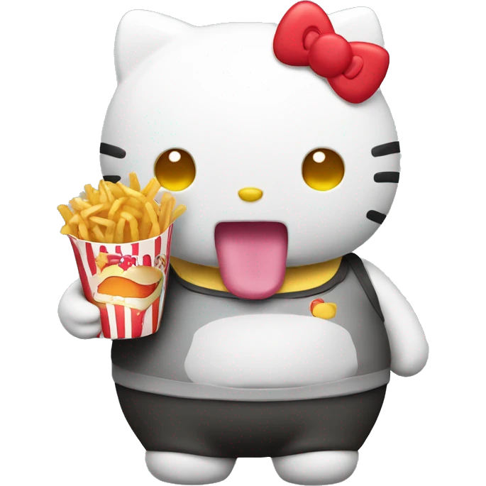 Chubby hello kitty eating fast food  emoji