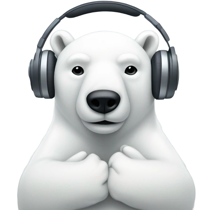 Meditating polar bear with headphones and iPhone emoji