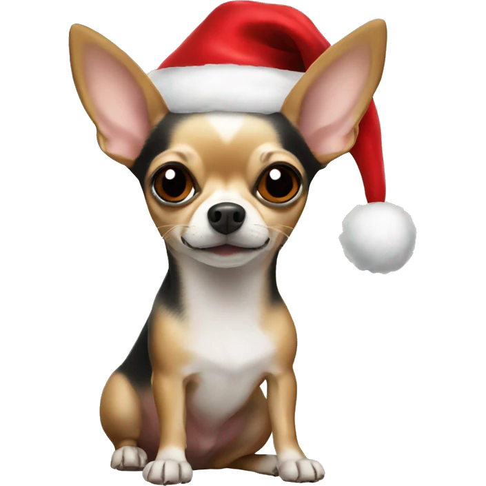 Chihuahua with Santa hat emoji