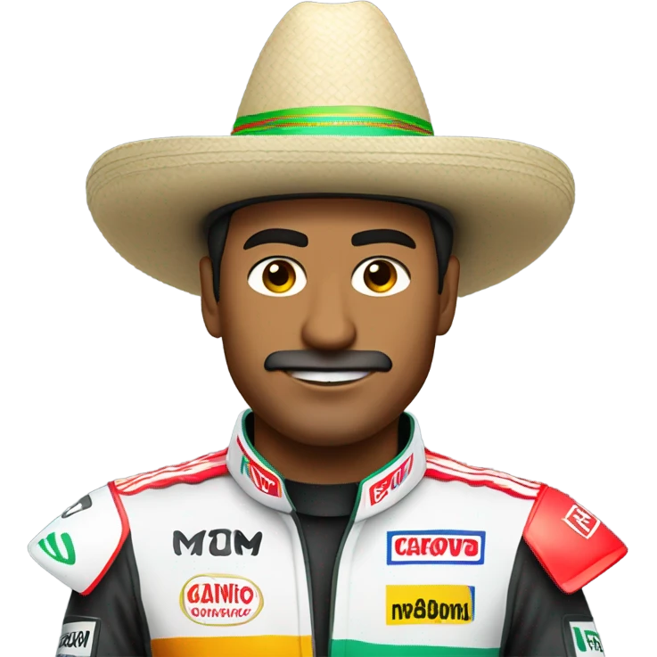 formula one driver in mexican hat emoji