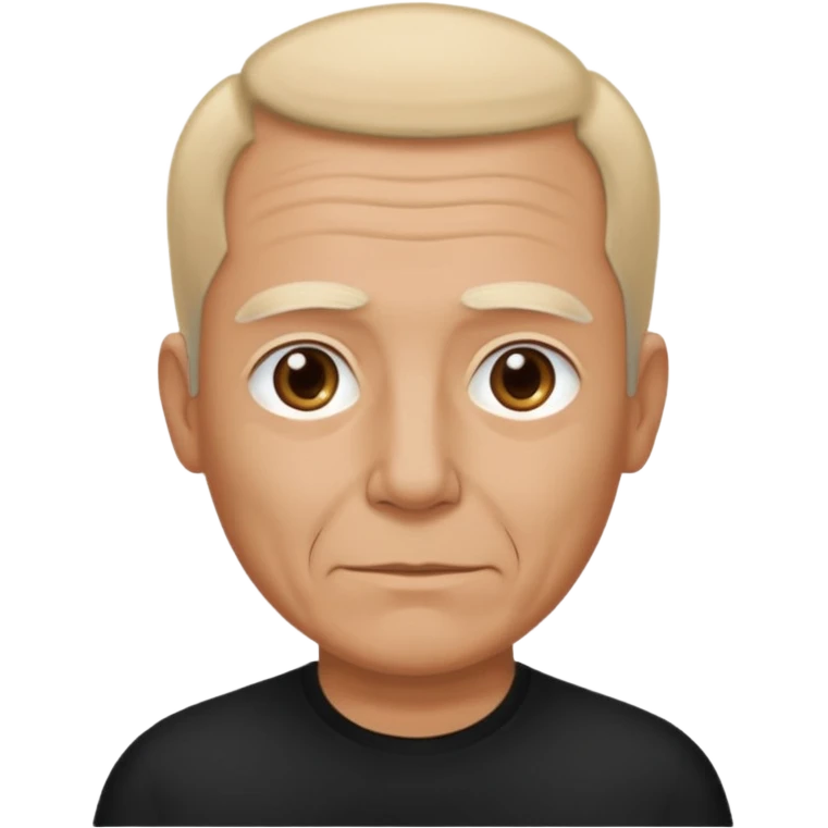 less hair, black shirt, no smile, older face emoji