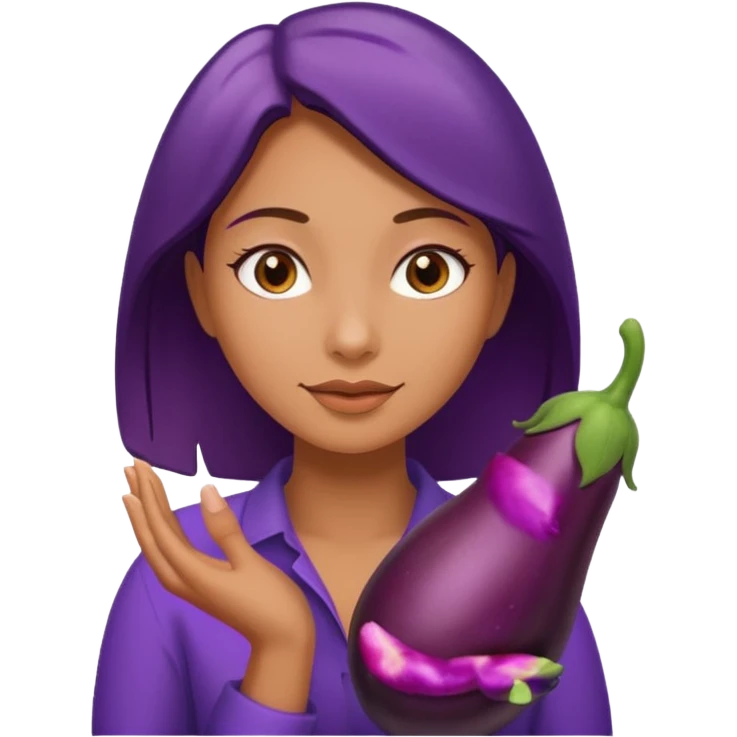 Naked woman with hand around eggplant  emoji