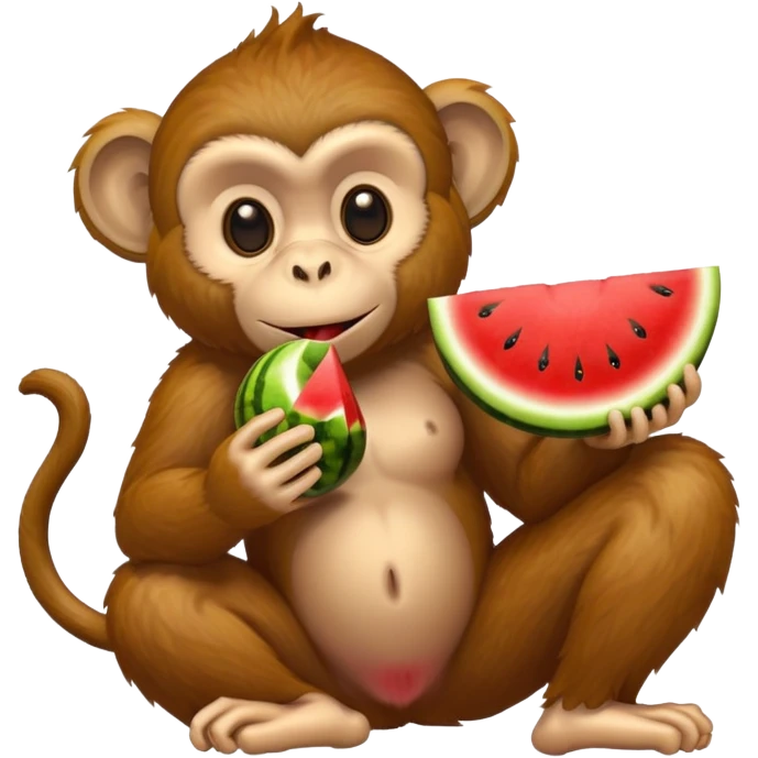 Monkey eating Watermelon and fried chicken emoji