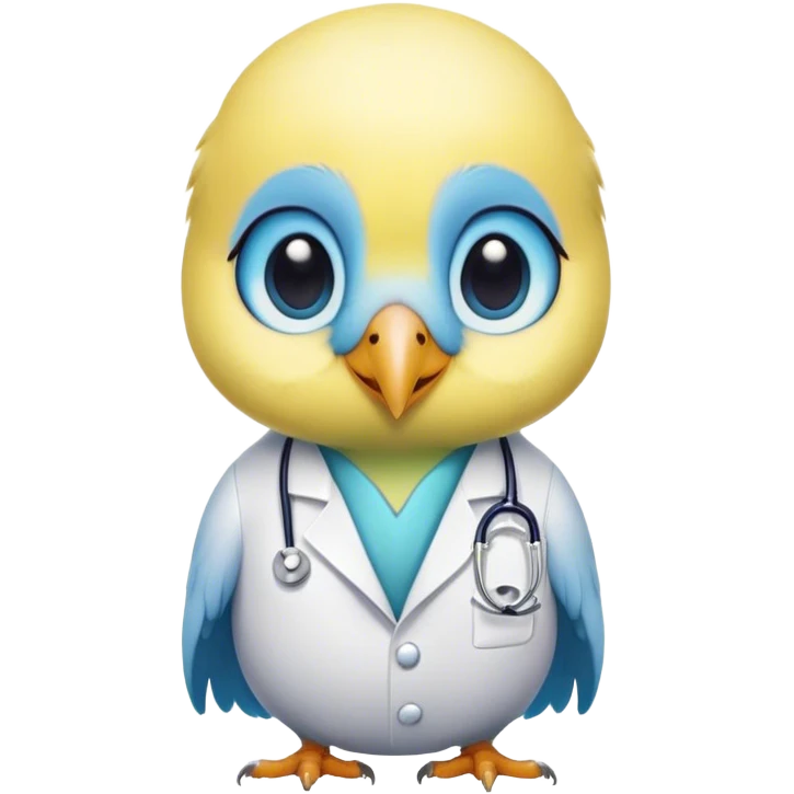 cute doctor as a budgie emoji