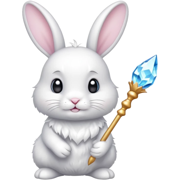 White bunny with wand and cristals emoji