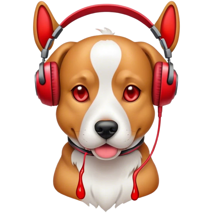 Собака в наушниках и красной жидкост emoji