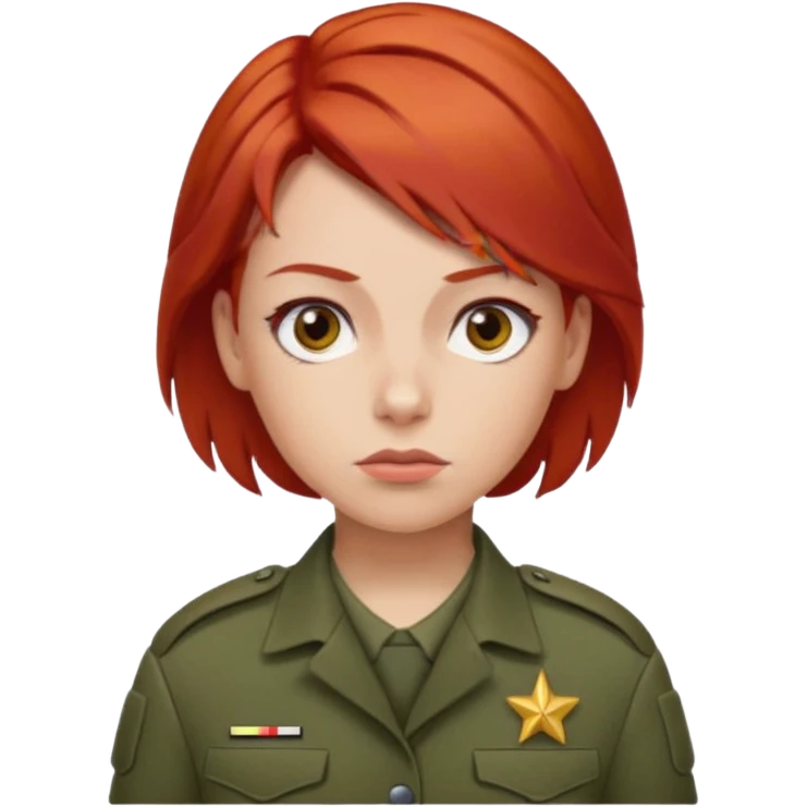 woman soldier with red hair clip emoji