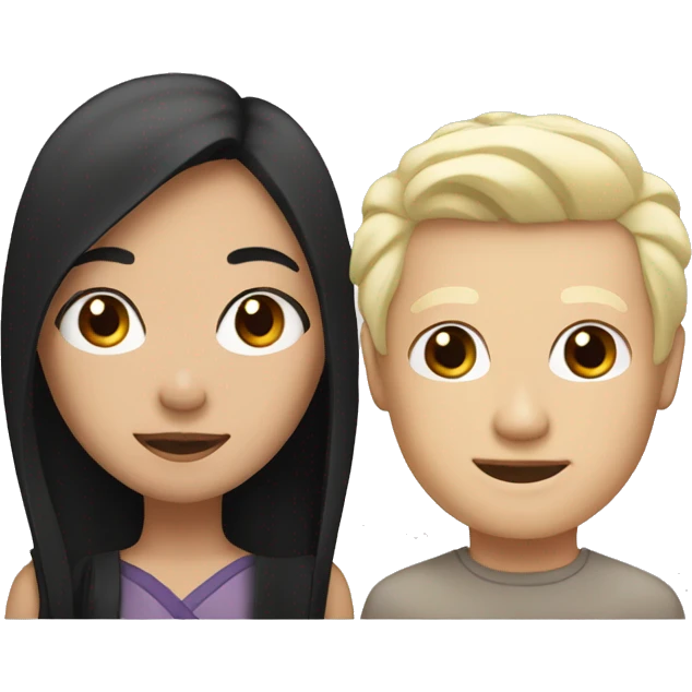 Asian girl with black hair and white man with blond hair  emoji