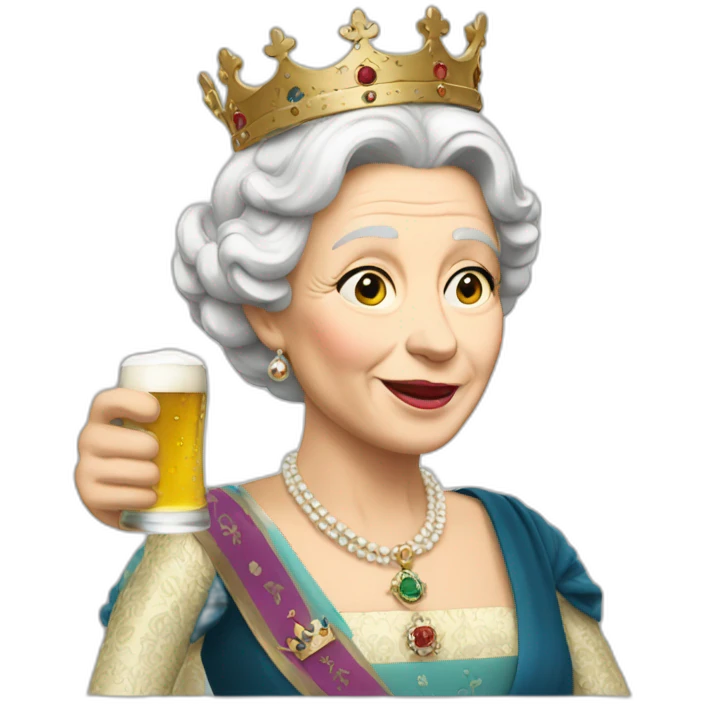 British Queen drinking beer emoji