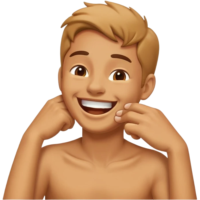 Arms holding neck laughing guy emoji