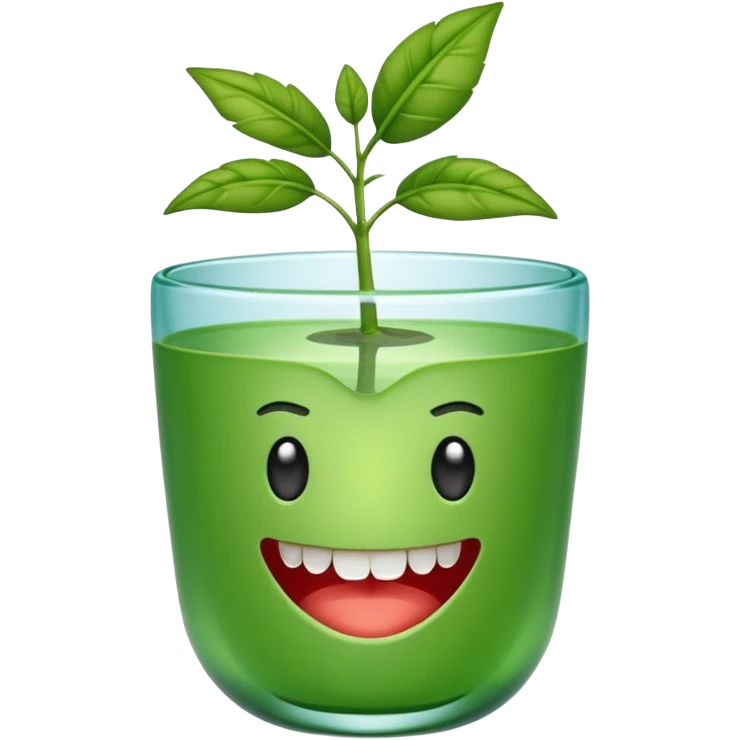 Vaso de vidro com uma planta carnívora de boca aberta emoji