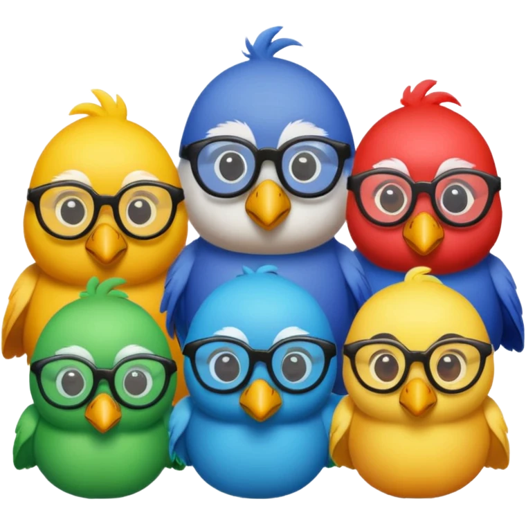 Create a Emoji in which birds are together coding birds should have a specs on eyes emoji