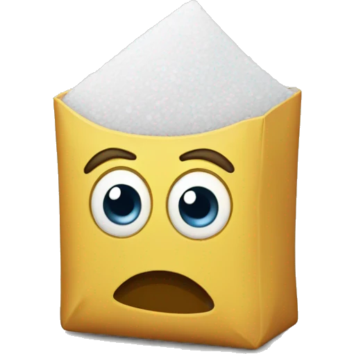 salt packet with a stern expression emoji