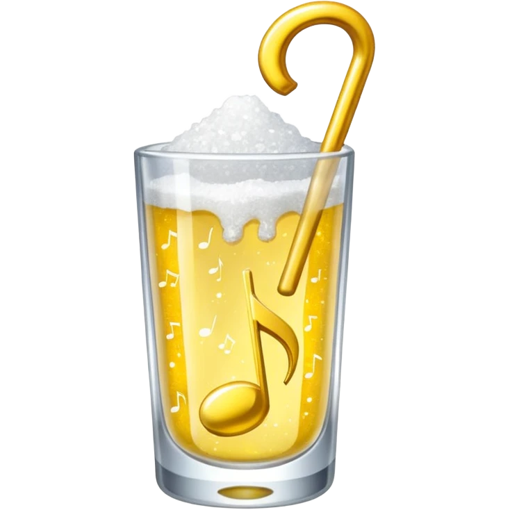 salt in the glass, sparkle icon(yellow), and music note in a row emoji