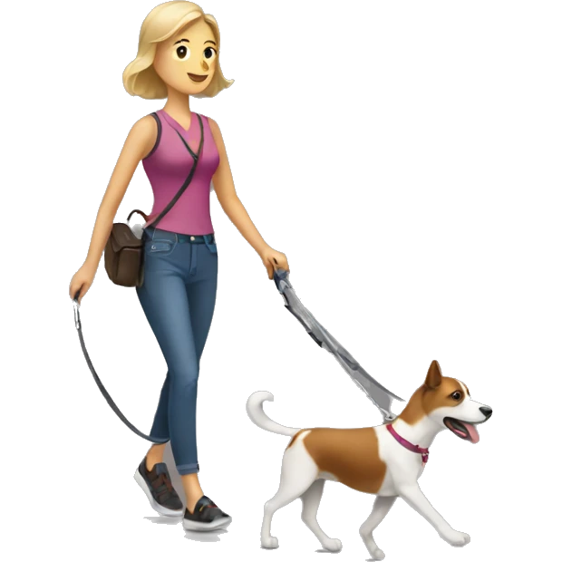 Woman walking a dog on a leash emoji