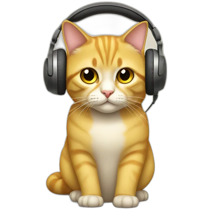 Yellow British broadcaster cat wearing headphones emoji