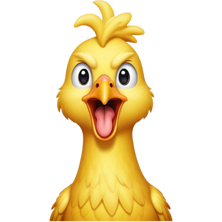 long neck yellow chicken shouting funny expression emoji