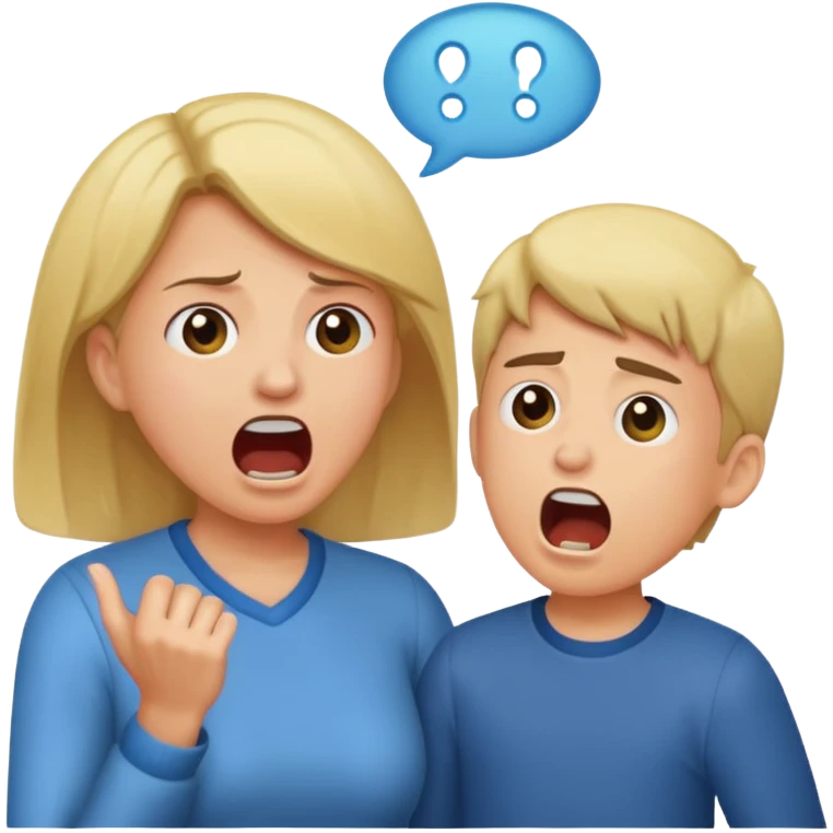 A mom screaming at a boy emoji