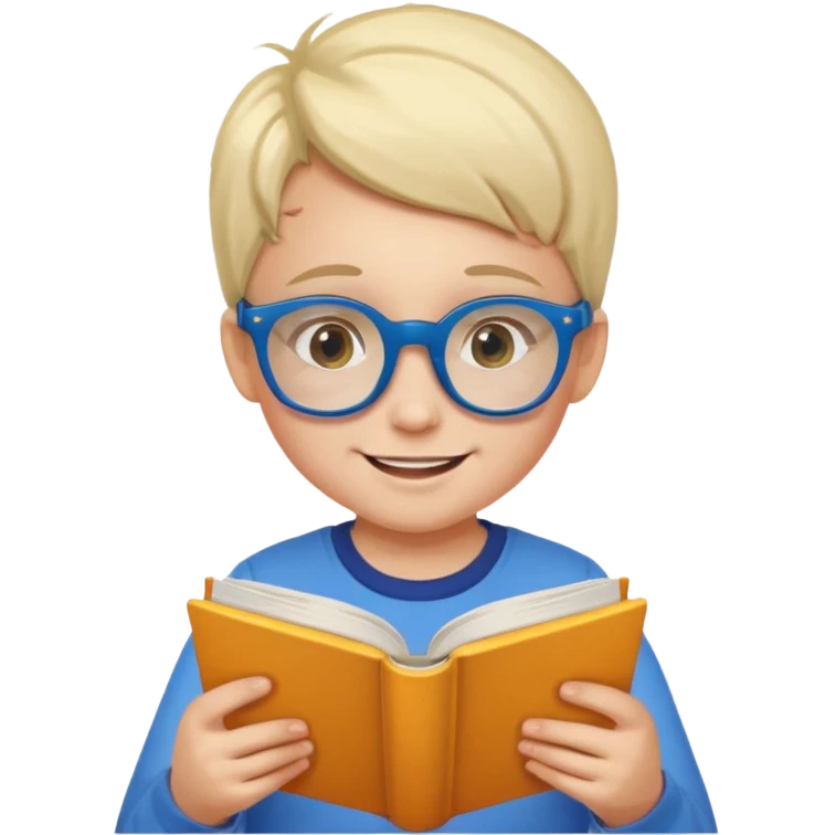 kid reading a book colored glasses emoji