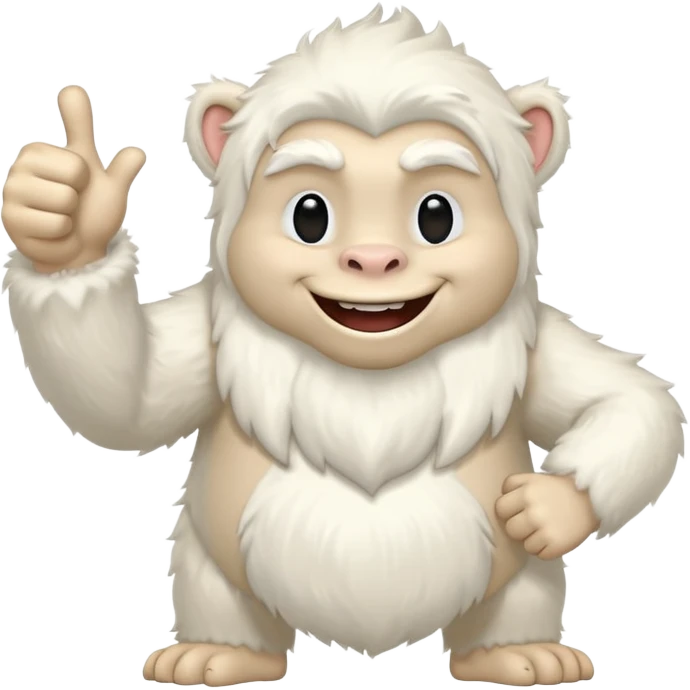 yeti, full body, full fur, thumbs up, smiling, winking emoji